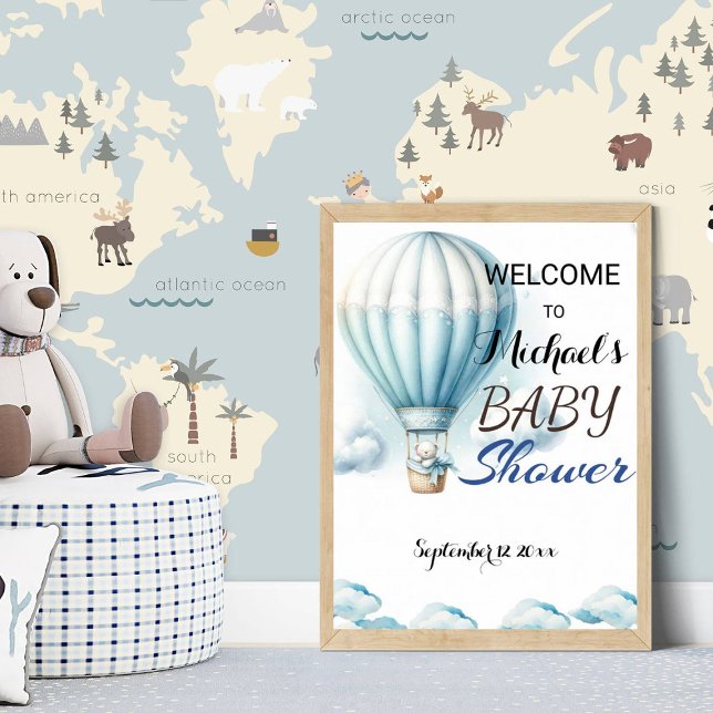 Teddy Bear in Blue Pyjamas Baby Shower Welcome Foam Board (Creator Uploaded)