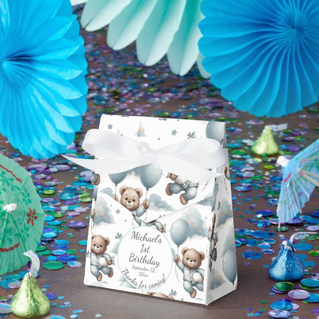 Teddy Bear in Blue Pyjamas Birthday Favor Boxes (Party)