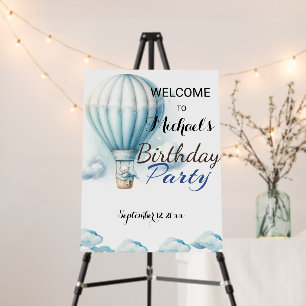 Teddy Bear in Blue Pyjamas Birthday Party Welcome Foam Board