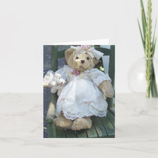 Teddy Bear in dress w/ Doll Dog Chair Notecards