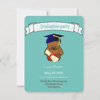 teddy bear in graduation cap - light teal