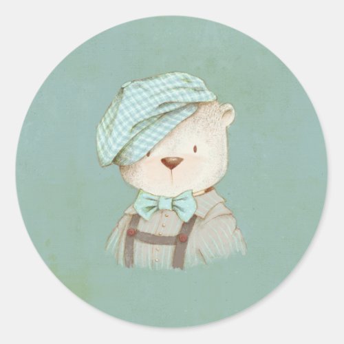Teddy Bear in Hat Cute Sweet Adorable Whimsy Classic Round Sticker