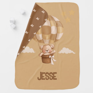 Teddy Bear in Hot Air Balloon Baby Blanket