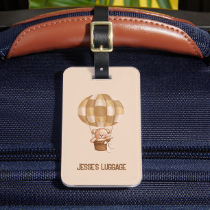Teddy Bear in Hot Air Balloon Luggage/Daycare Tag