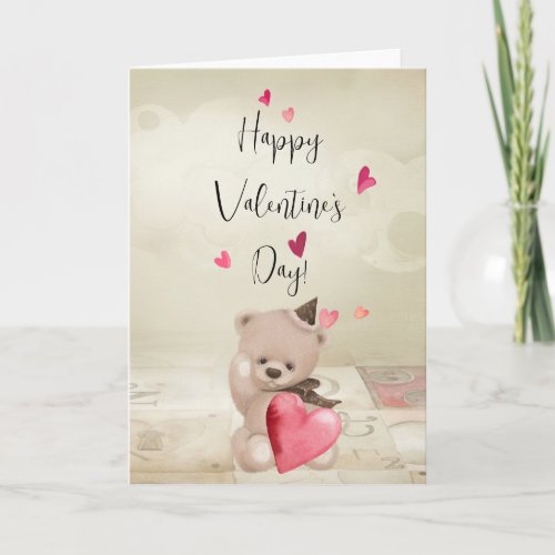 Teddy bear in love Holiday Card