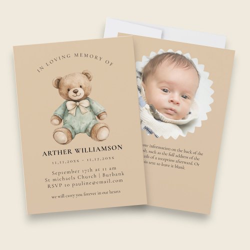 Teddy Bear "In Loving Memory" Infant Loss Memorial Invitation