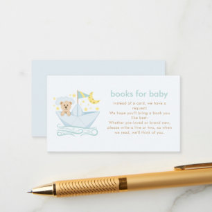Teddy Bear in Paper Boat Baby Shower Enclosure Card