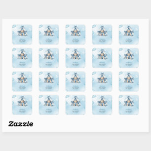 Teddy Bear  In Tent Baby Shower Square Sticker