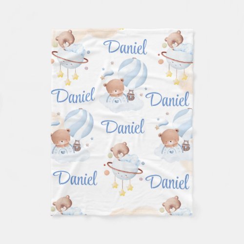 Teddy Bear in the Clouds Personalized Blanket 