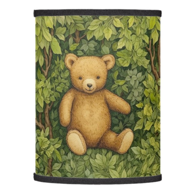 Teddy bear in the forest art nouveau style lamp shade (Left)
