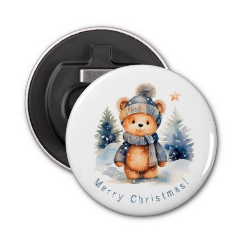 Teddy bear in the forest personalized bottle opener