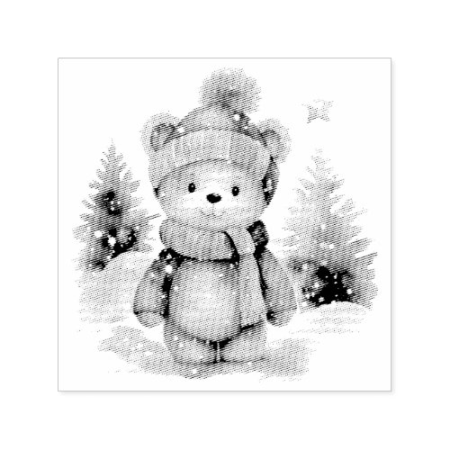Teddy bear in the forest personalized self_inking stamp