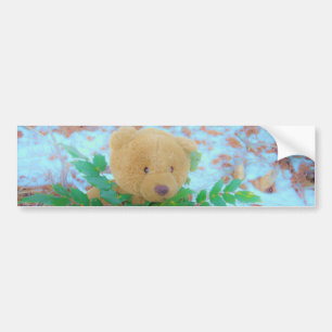 Teddy Bear in the Holly, blue sky Bumper Sticker