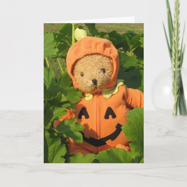 Teddy Bear in the Pumpkin Patch Card (Front)