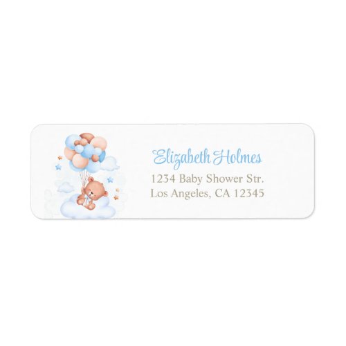 Teddy Bear in the Sky Baby Shower Address Label