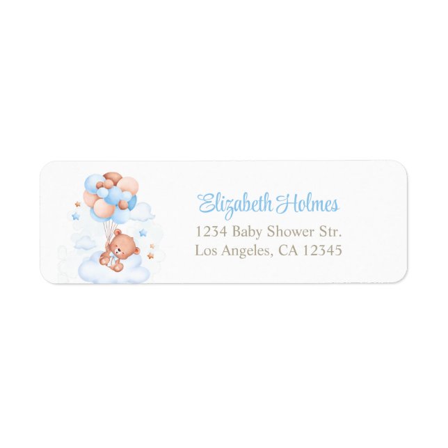 Teddy Bear in the Sky Baby Shower Address Label (Front)