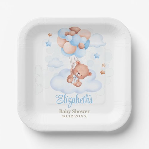 Teddy Bear in the Sky Baby Shower Paper Plates