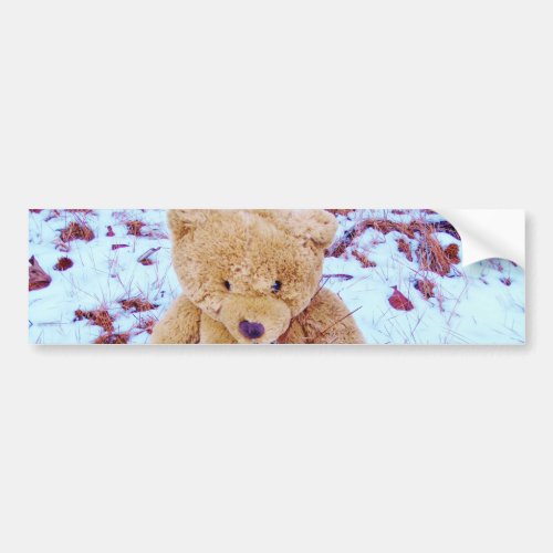 Teddy Bear in the Snow denim blue tint Bumper Sticker