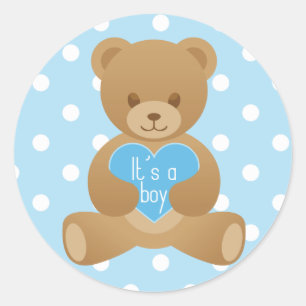 Teddy bear "It"s a boy" blue sticker