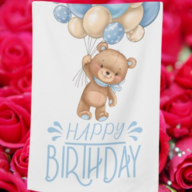 tEDDY bEAR It's Our 1st Birthday Part House Flag (Celebrate our 1st birthday with the adorable tEDDY bEAR Party House Flag! )