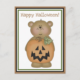 Teddy Bear Jack O'Lantern Postcard