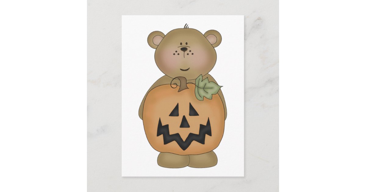 Teddy Bear Jack O'Lantern Postcard Zazzle