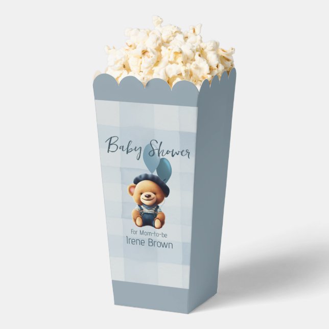 Teddy Bear Jean Baby Shower Blue Favor Boxes (Popped)