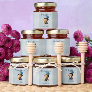 Teddy Bear Jean Baby Shower Blue Honey Jar Favors