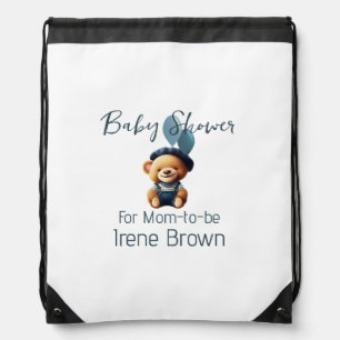 Teddy Bear Jean Baby Shower Drawstring Bag