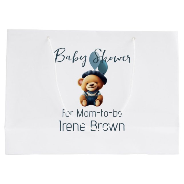 Teddy Bear Jean Baby Shower Gift Bag (Back)