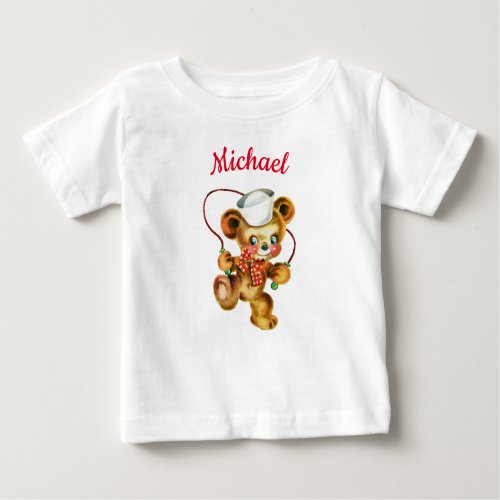 Teddy Bear jumping Rope personalized name Baby T_Shirt