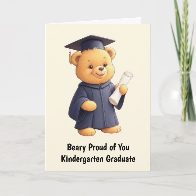 Teddy Bear Kindergarten Graduation Card (Front)