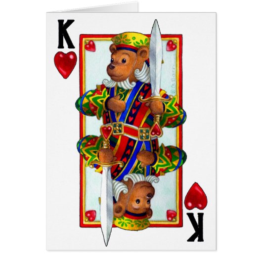 Teddy Bear King of Hearts Cards (Front)