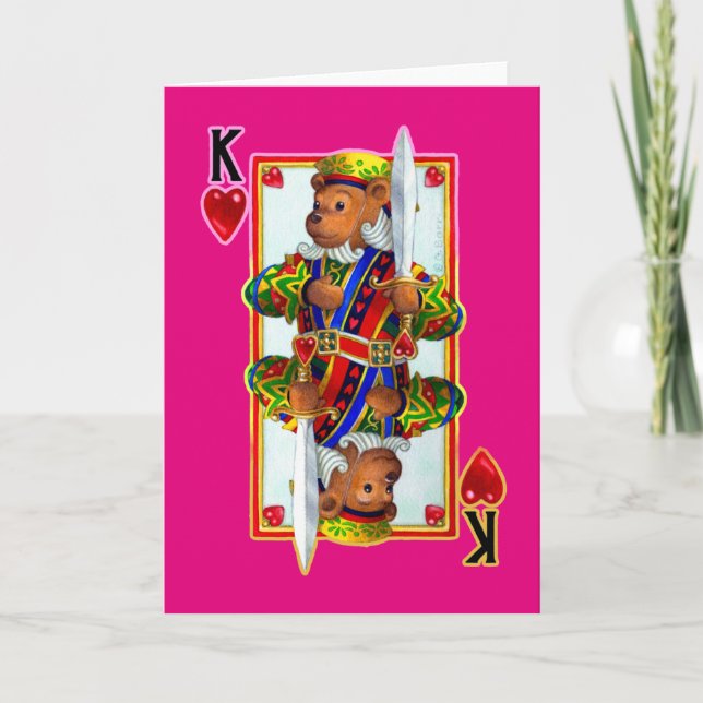 Teddy Bear King of Hearts Greeting Card (Front)