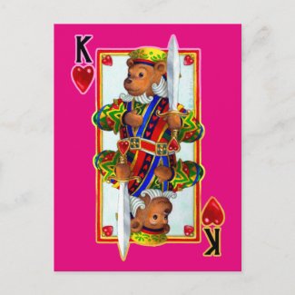 Teddy Bear King of Hearts Postcard