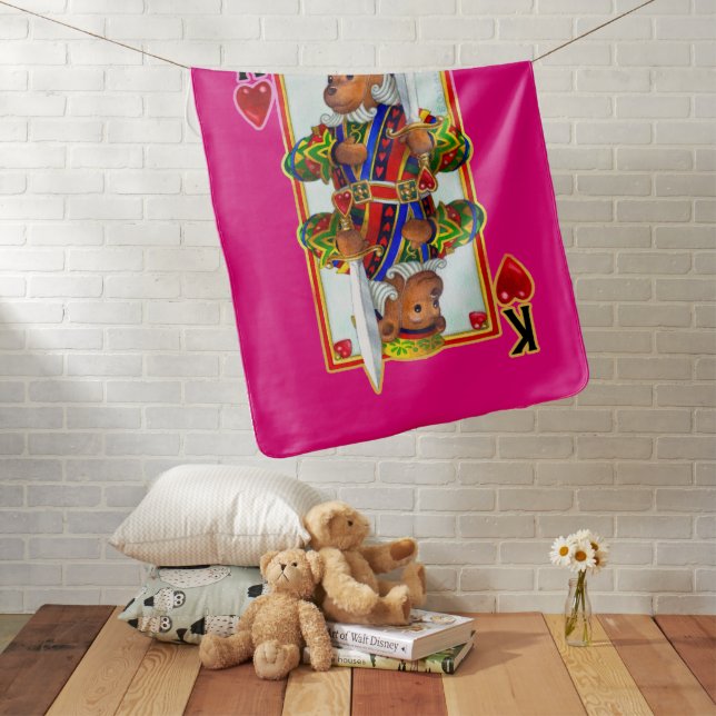 Teddy Bear King of Hearts Receiving Blanket (In Situ)