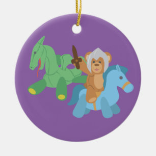 Teddy Bear Knight Ceramic Ornament