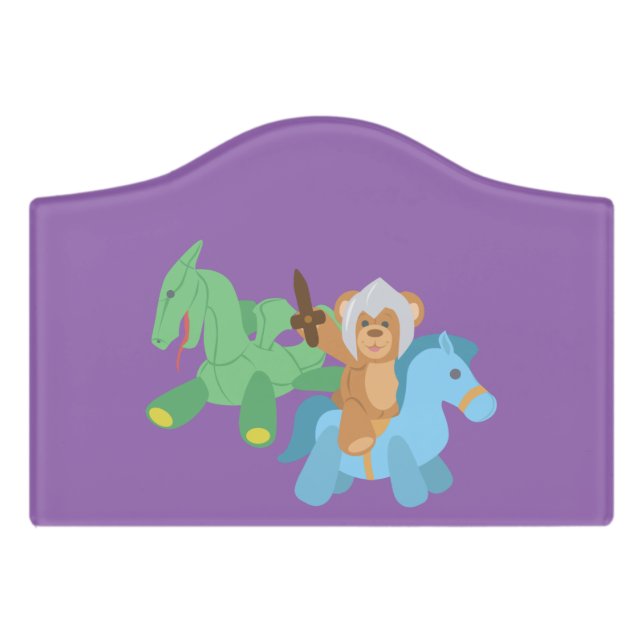 Teddy Bear Knight Door Sign (Small Crest Front)