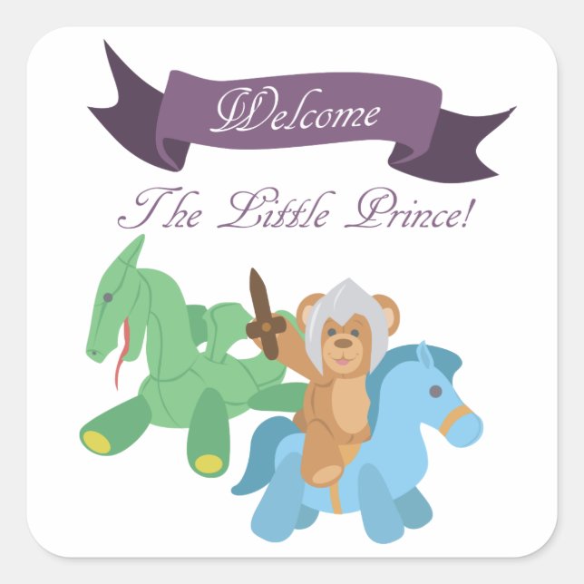 Teddy Bear Knight Square Sticker (Front)