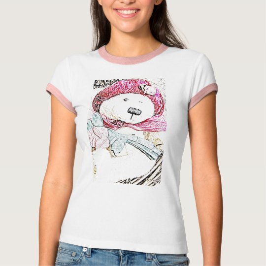 Teddy Bear Ladies Ringer T-Shirt