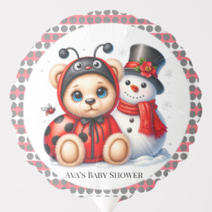 Teddy Bear Ladybug with Snowman Baby Shower Balloon