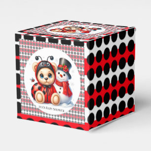 Teddy Bear Ladybug with Snowman Baby Shower Favor Boxes
