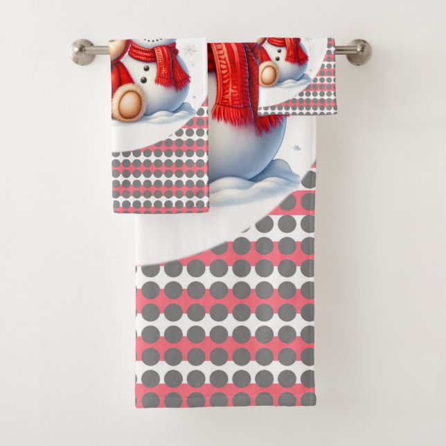 Teddy Bear Ladybug with Snowman Baby Shower Gift Bath Towel Set (Insitu)