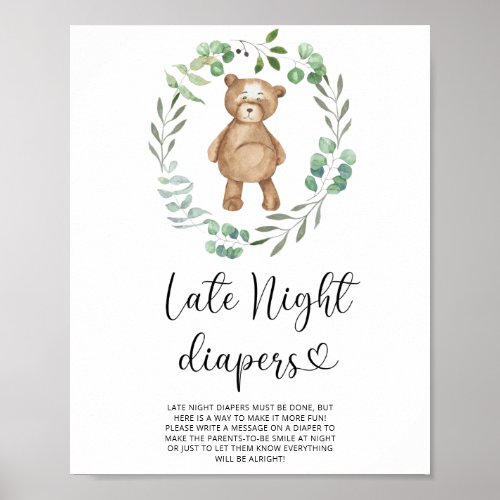 Teddy Bear  Late night diapers game Poster