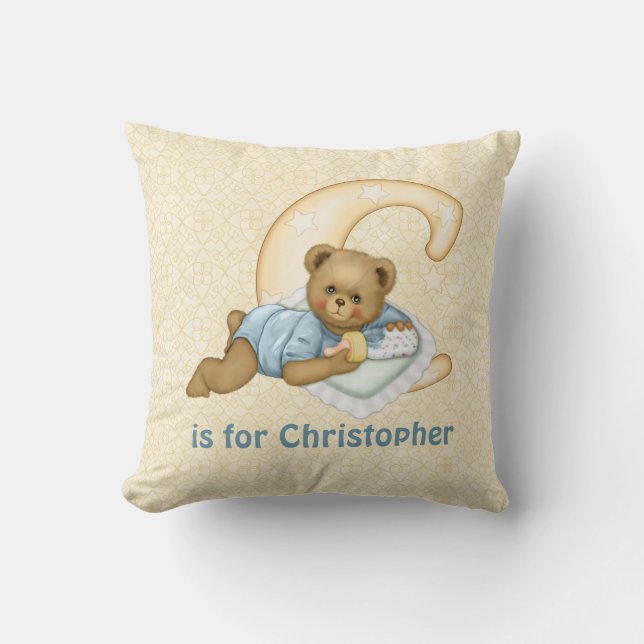 Teddy Bear Letter C Monogram - Customize Throw Pillow (Front)