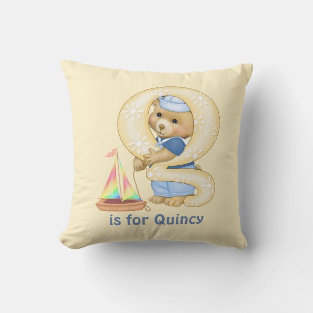 Teddy Bear Letter Q Monogram Pillow (Front)