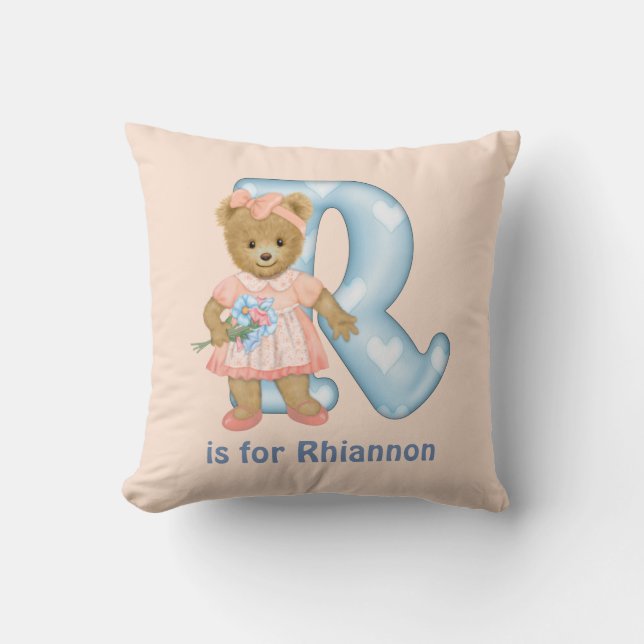 Teddy Bear Letter R Monogram Pillow (Front)