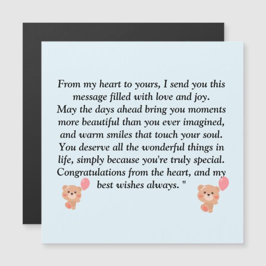 Teddy Bear Light Brown and Blue Boy Baby Shower In (Front/Back)