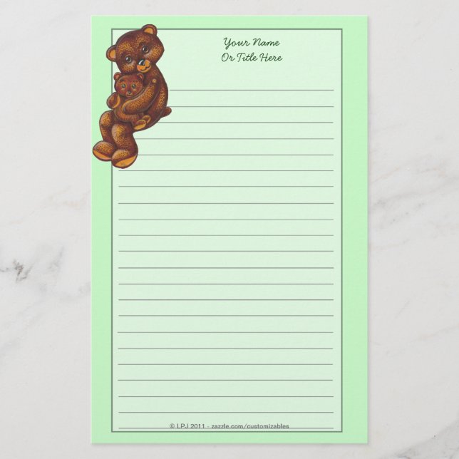 Teddy Bear Lined Stationery (Front)
