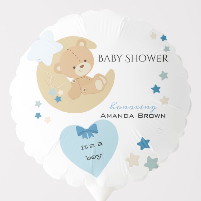 Teddy Bear Love Baby Boy Shower | Balloon (Front)